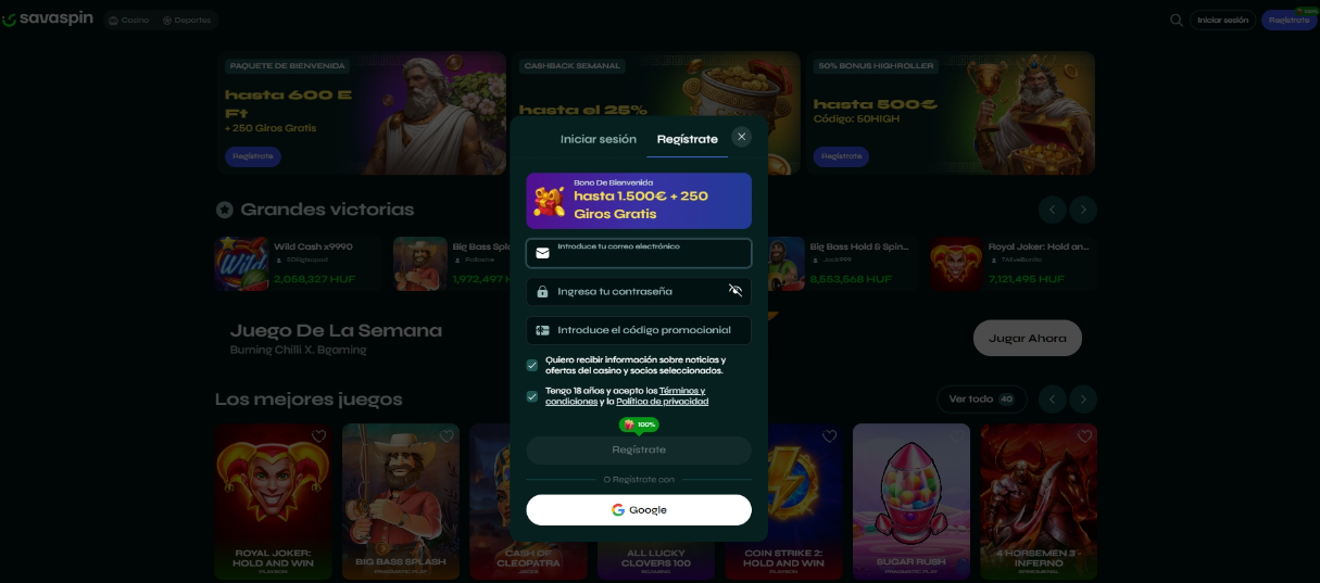 Registro Savaspin Casino